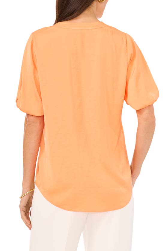 Shop Vince Camuto Hammered Satin Puff Sleeve Top In Orange Fizz