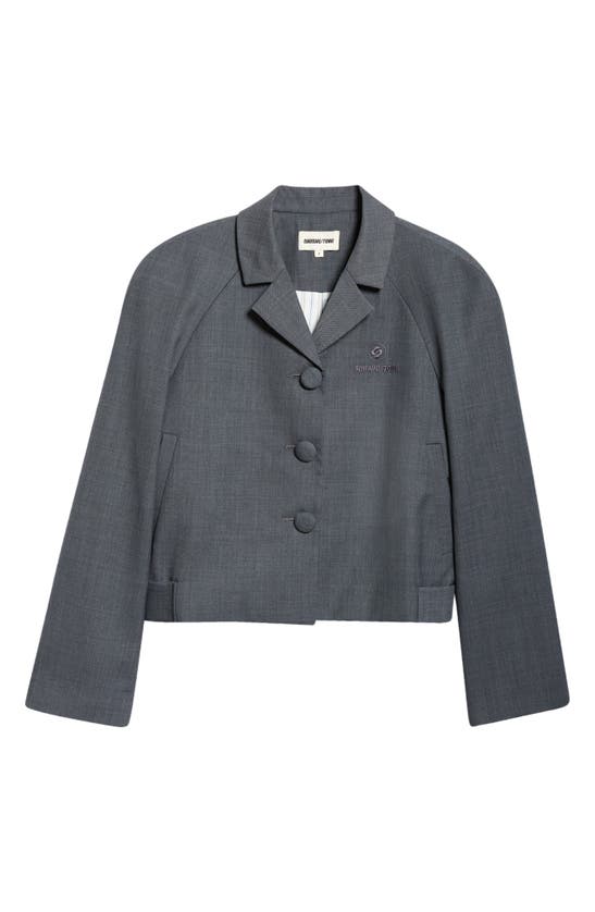 Shop Shushu-tong Shushu/tong Oversize Notched Lapel Crop Jacket In Grey