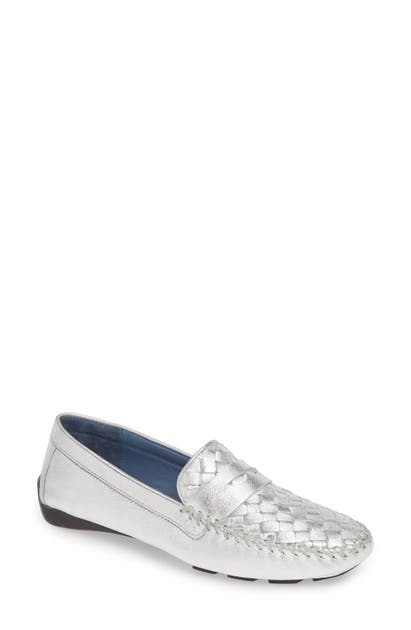 Robert Zur 'petra' Driving Shoe In Silver Bright Nappa
