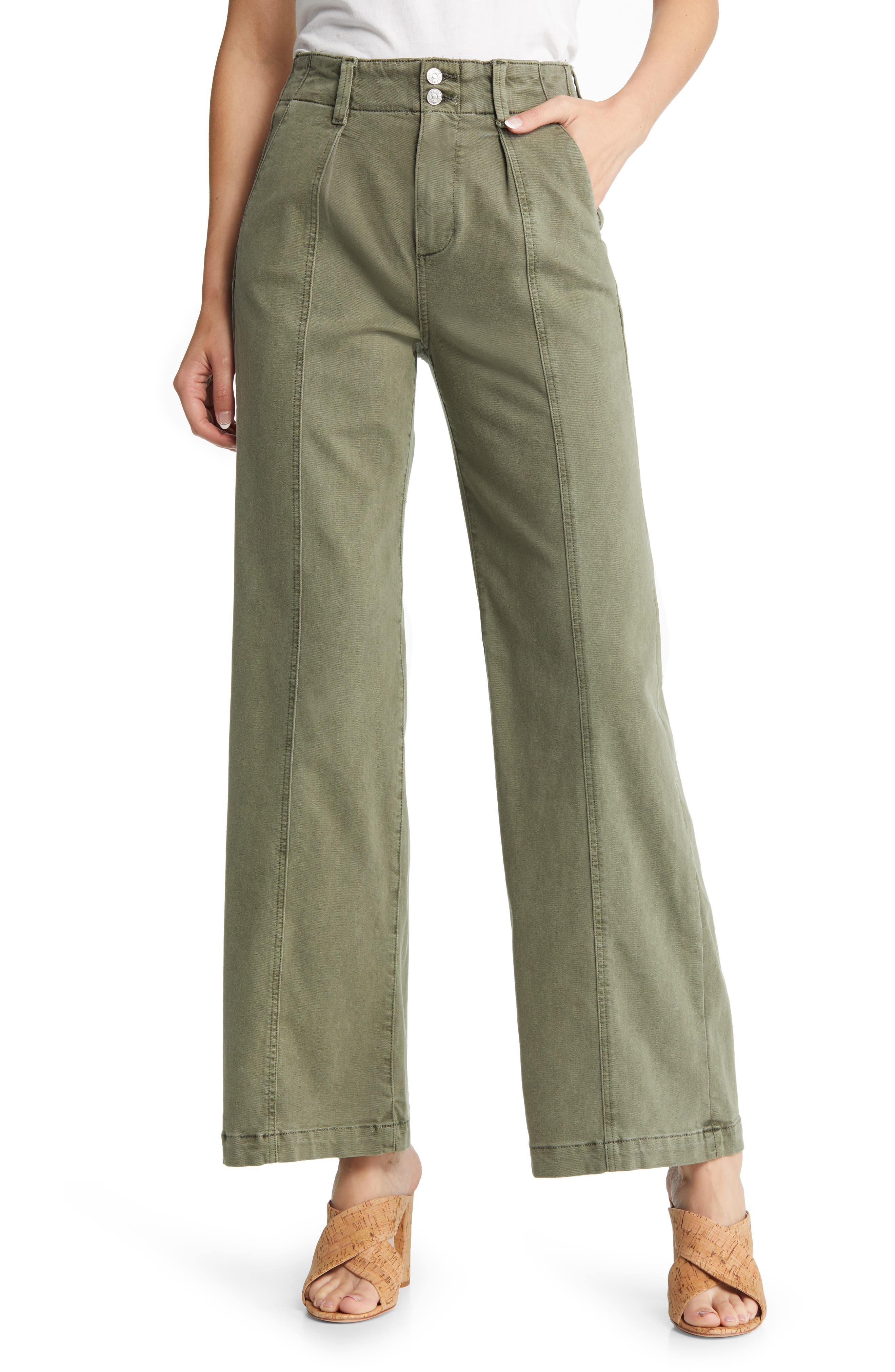 Wool Trouser in Military Green Womens Clothing Trousers P.A.R.O.S.H Slacks and Chinos Capri and cropped trousers Grey 