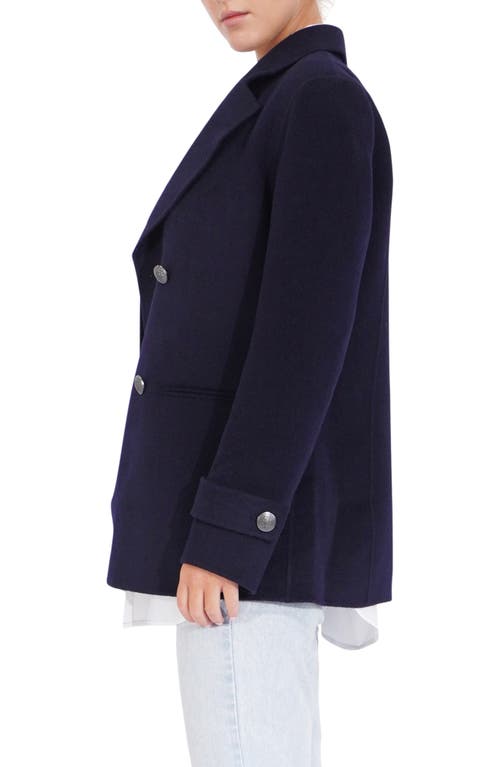 Shop Belle & Bloom Forget You Wool Blend Military Peacoat In Navy