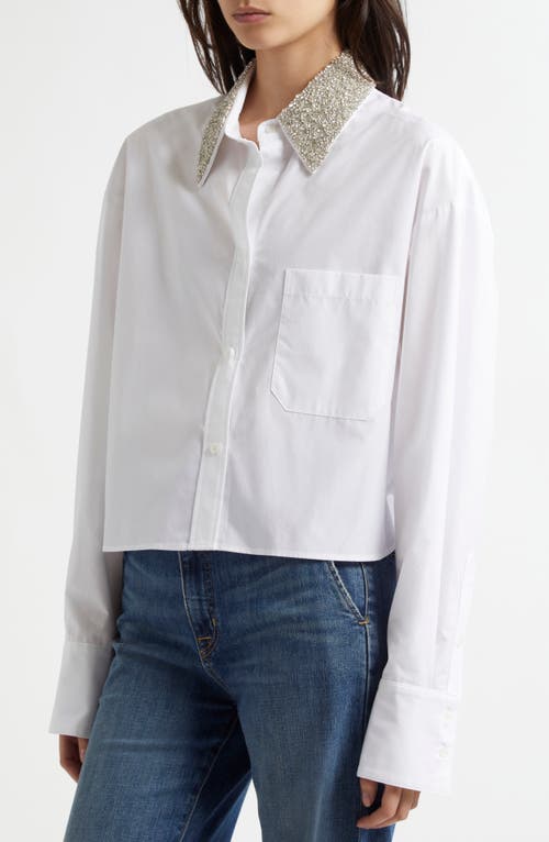 Twp Little Big Joe Crystal Embellished Cotton Button-up Shirt In White