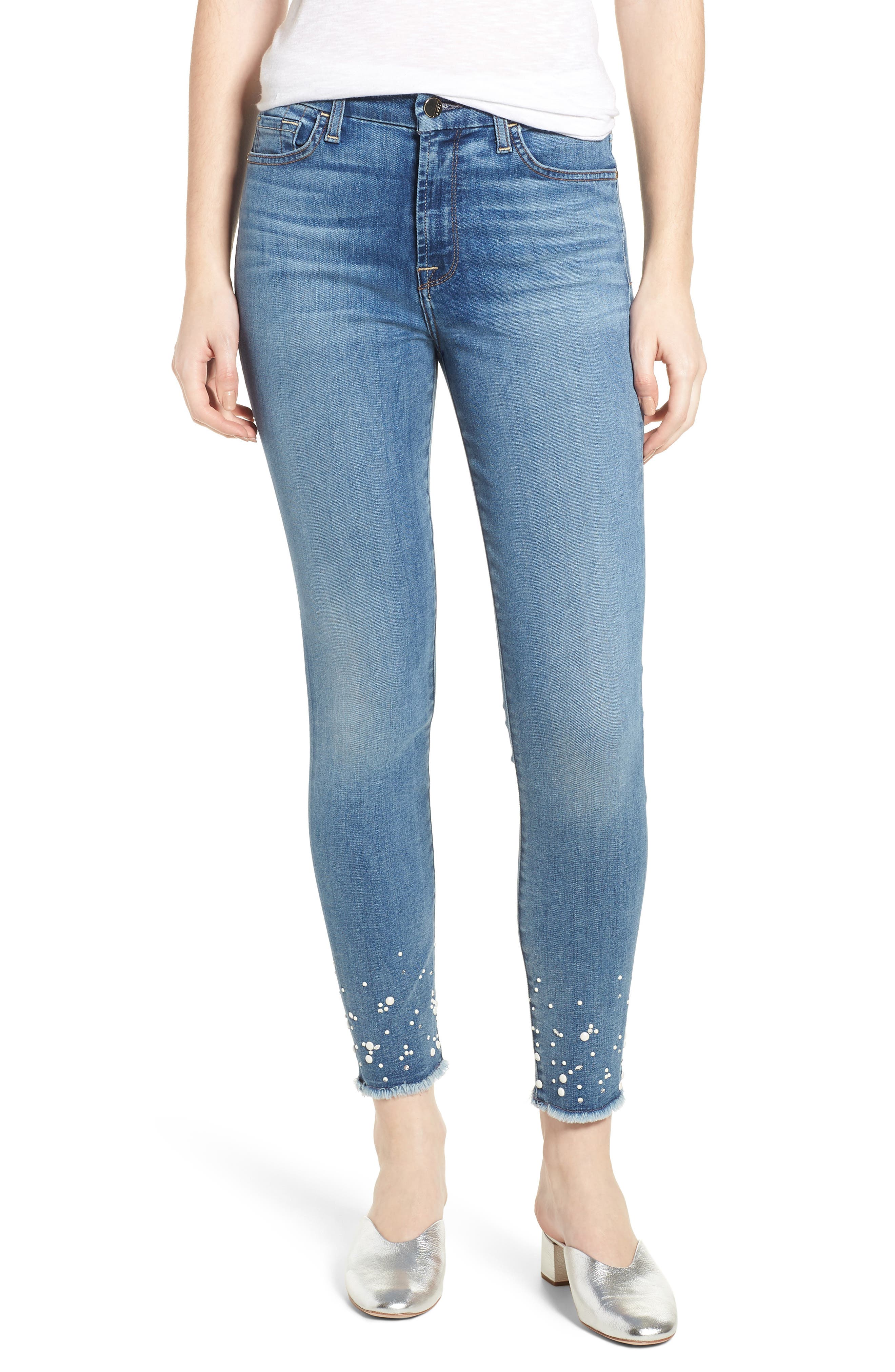 embellished hem jeans