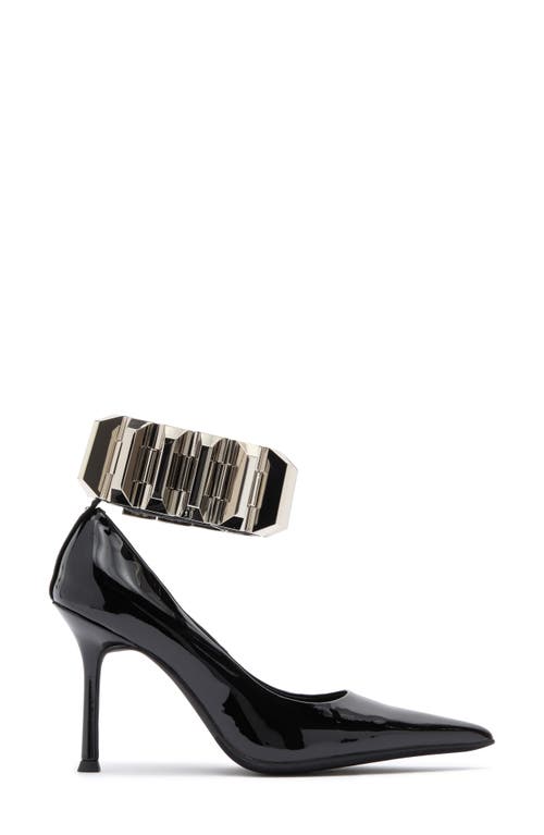 Shop Jeffrey Campbell Risk It Ankle Strap Pointed Toe Pump In Black Patent Silver