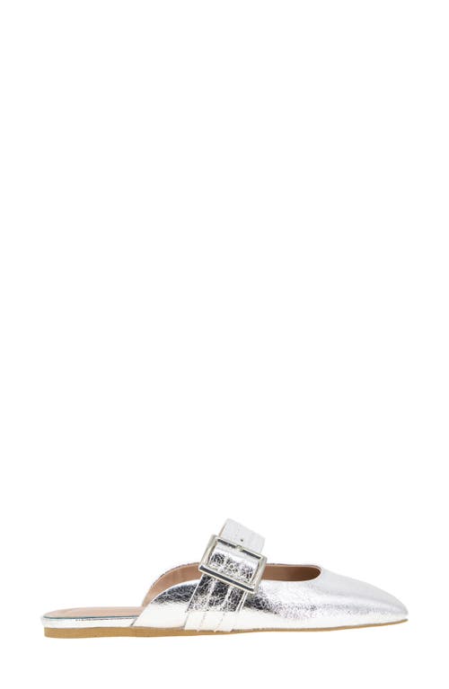 Bcbgeneration Women's Hope Square Toe Buckle Slide Flat Mules In Silver