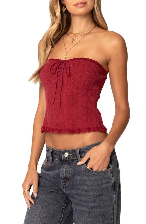 Shop Edikted Lacey Tube Top In Burgundy