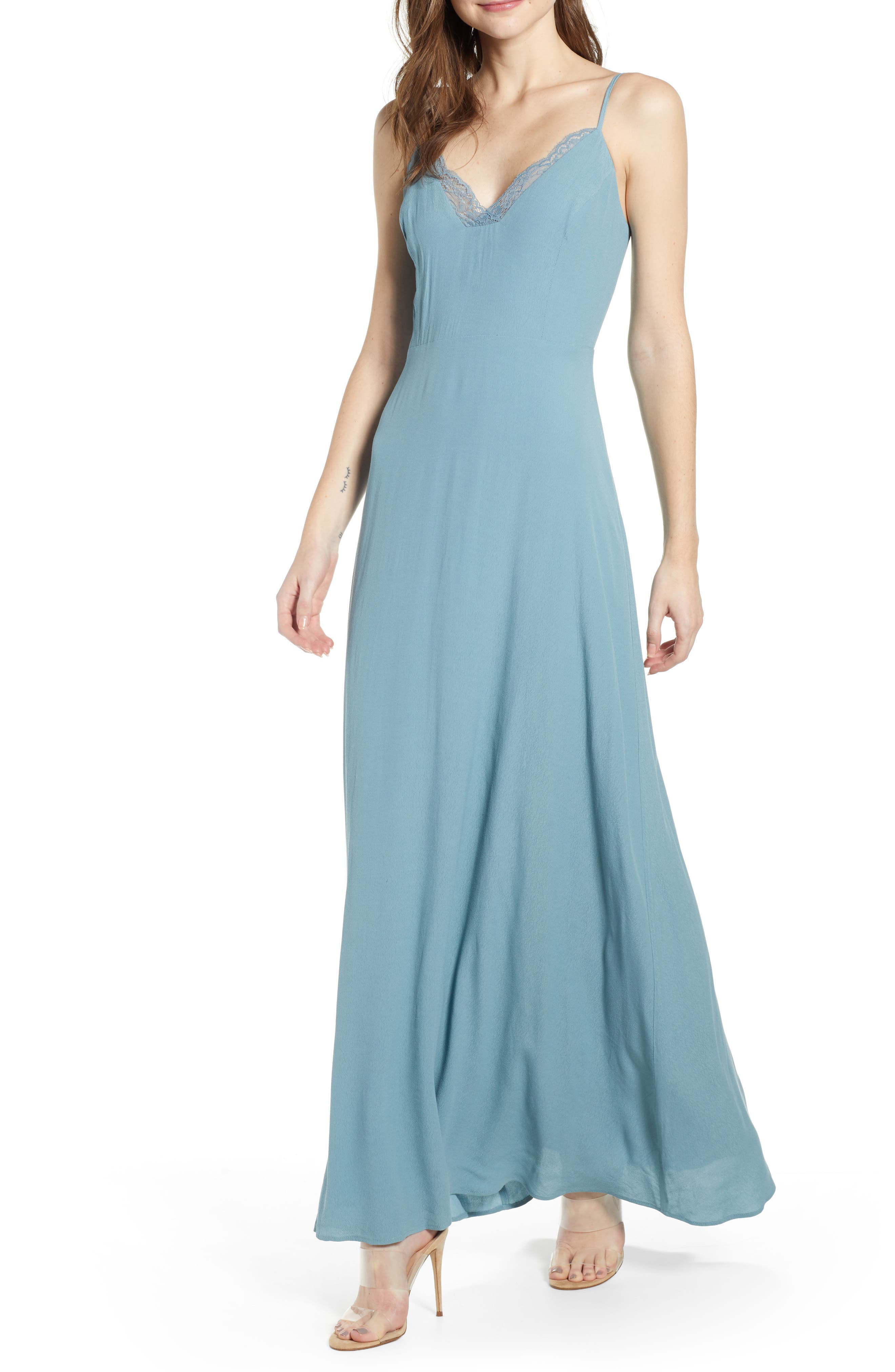 Leith Lace Trim Maxi Dress, Blue