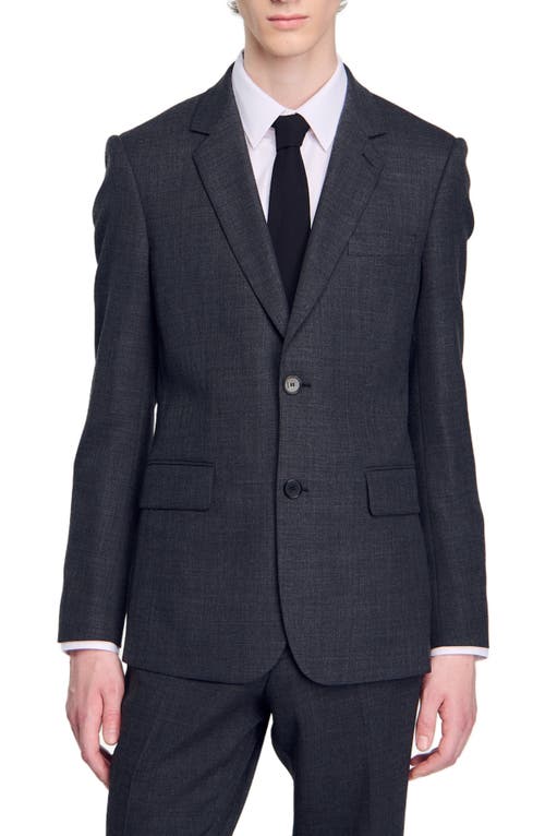 Shop Sandro Wool Suit Jacket In Mocked Grey