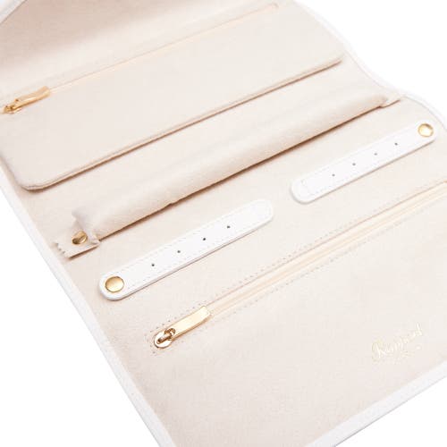 Rapport London Tuxedo Leather Jewellery Roll In White