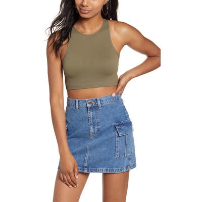 Bdg Urban Outfitters Racerback Crop Tank, Green