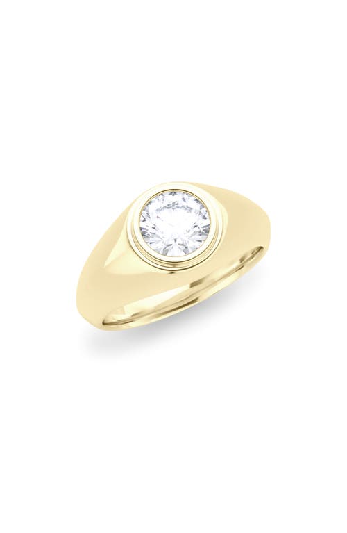 Men's Round Brilliant Lab Created Diamond Signet Ring in 18K Yellow Gold