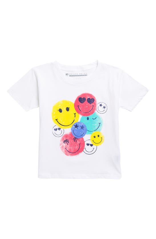 Prince Peter Kids' Smiley Cotton Graphic T-shirt In White