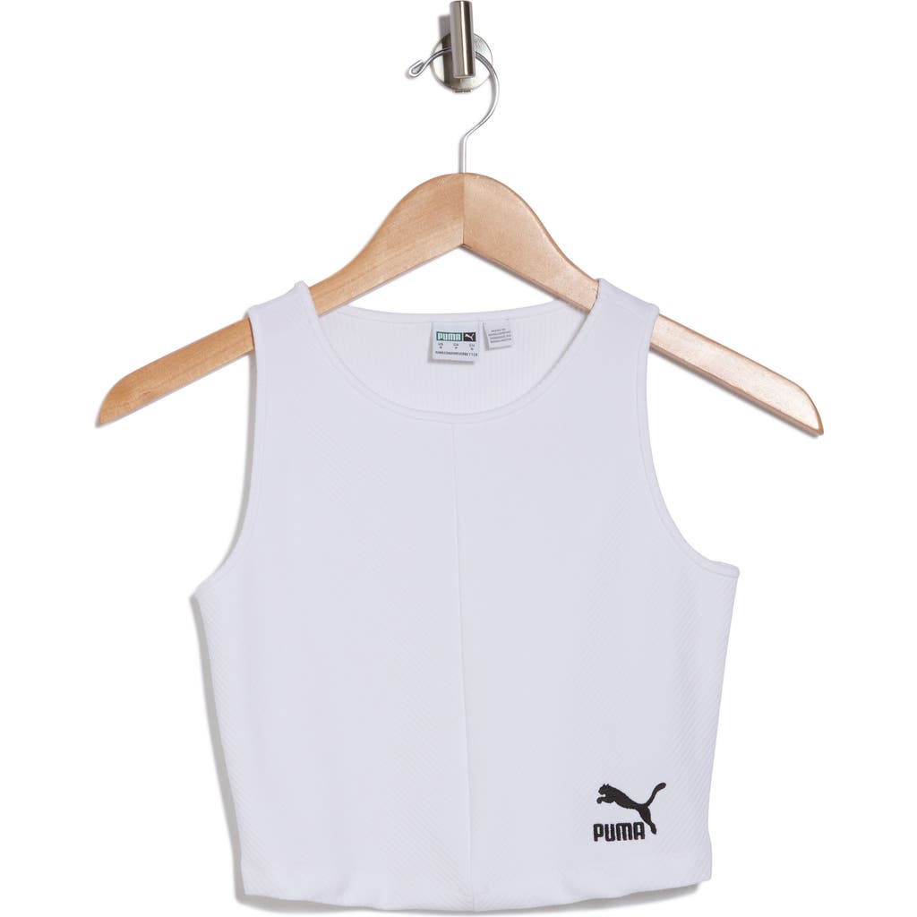 Puma Classics Ribbed Crop Top In White