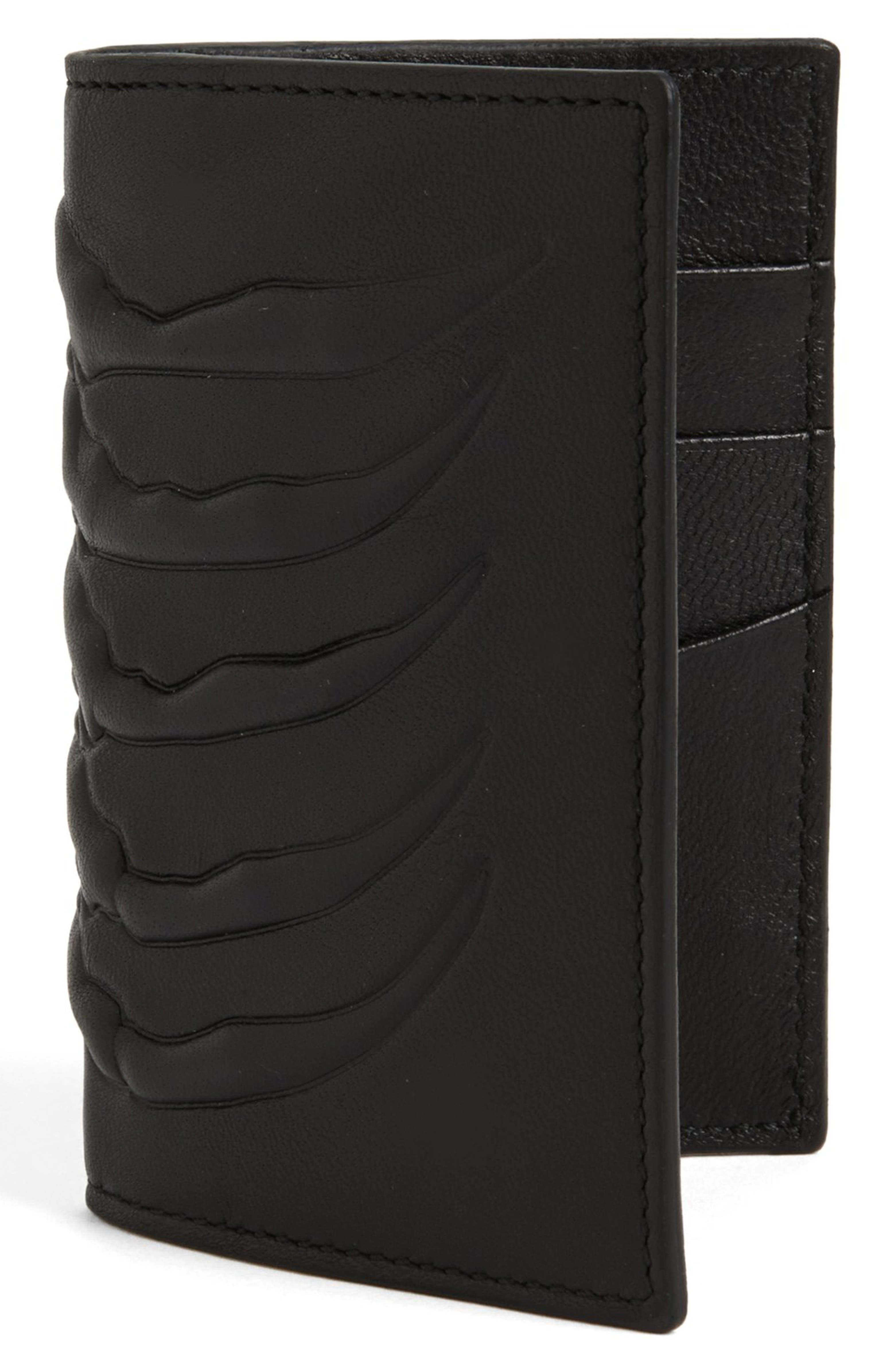 Alexander McQueen Rib Cage Leather Card Holder | Nordstrom