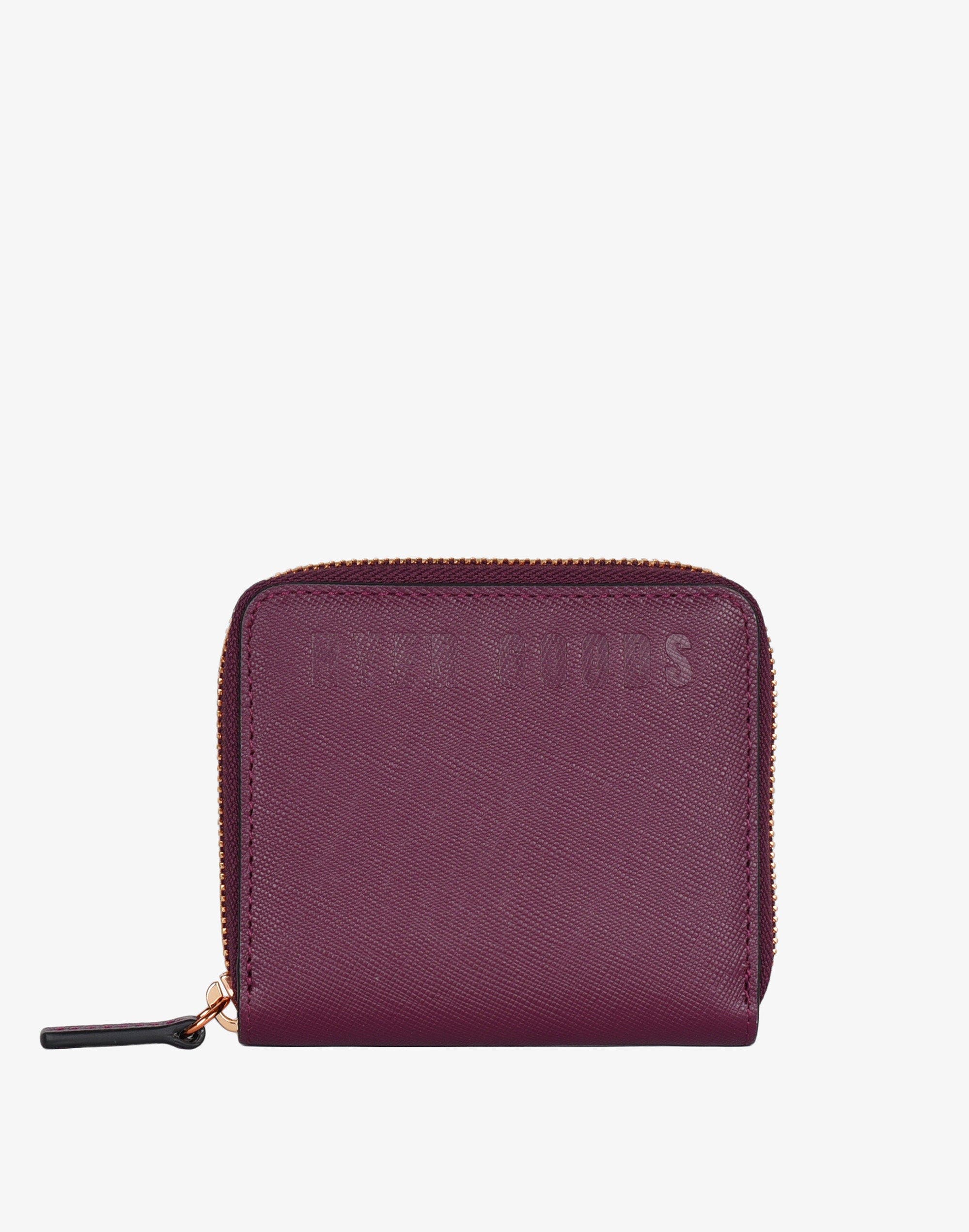 HYER GOODS Upcycled Leather Zip-Around Wallet in Wine Saffiano Cover