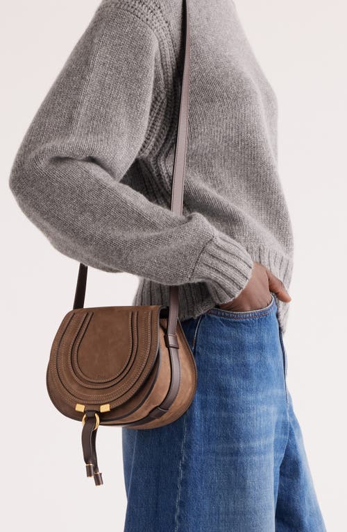 Chloé Chloe Womens Flannel Grey Marcie Small Saddle Suede Crossbody Bag In Flannel Grey