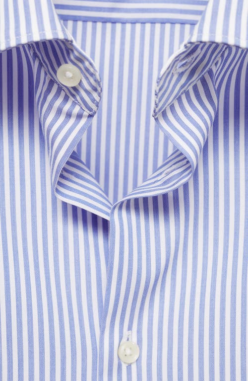 Shop Mango Slim Fit Pinstripe Stretch Cotton Button-up Shirt In Blue