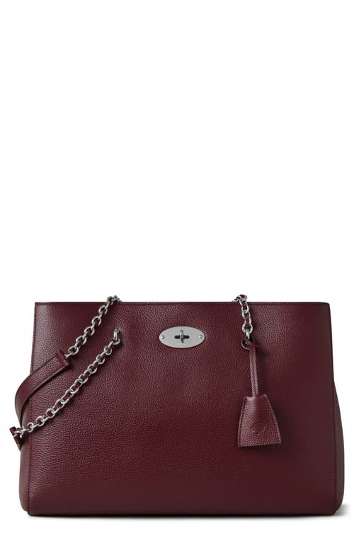 Shop Mulberry Lily Chain Leather Tote In Black Cherry