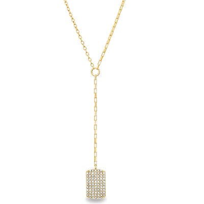 Lesa Michele Cubic Zirconia Dog Tag Y-Necklace