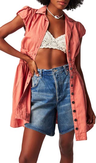 Chester Denim Mini Dress at Free People in Pink, Size: S