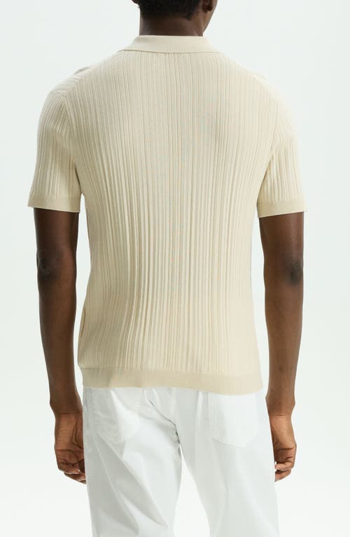 Shop Theory Cairn Rib Short Sleeve Button-up Knit Shirt In Sand