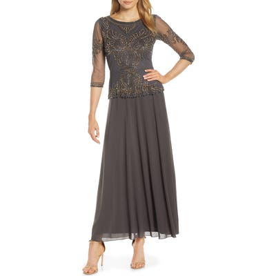 Pisarro Nights Bead Embellished Gown, Blue