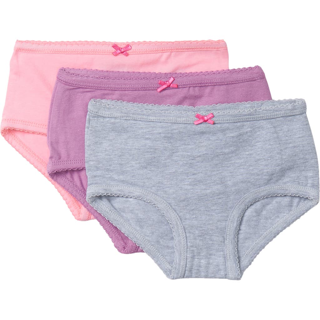 Hatley Kids' Solid 3-pack Assorted Hipster Briefs In Pink/coral/grey