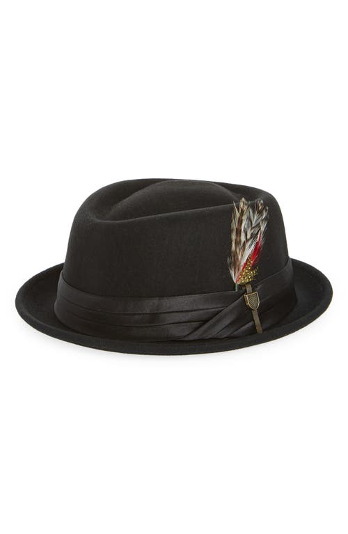 Shop Brixton Stout Pork Pie Wool Hat In Black/black