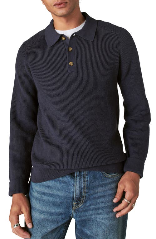 Lucky Brand Cloud Soft Rib Cotton Blend Polo Sweater at Nordstrom,