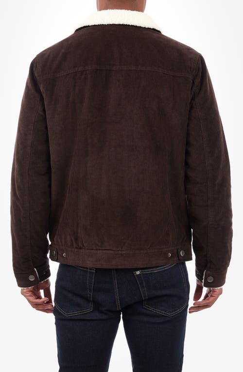 Lucky Brand Kenton Corduroy Faux Shearling Lined Trucker Jacket In Chocolate