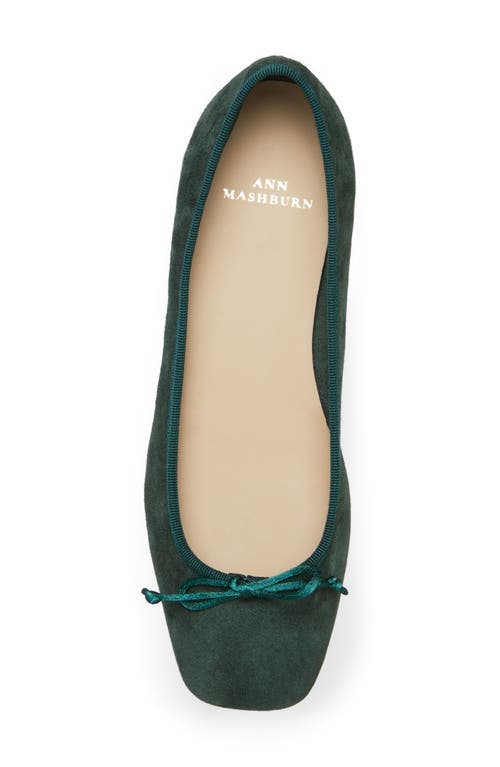 Shop Ann Mashburn Square Toe Ballet Flat In Forest Suede