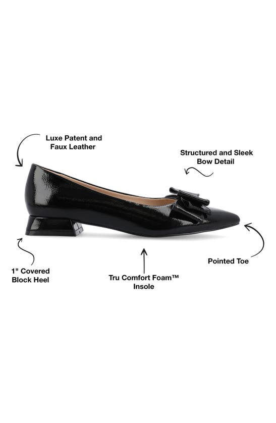 Journee Collection Ophelia Bow Pointed Toe Flat In Patent/ Black