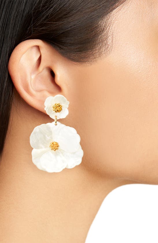 Shop Nordstrom Pansy Drop Earrings In White- Gold