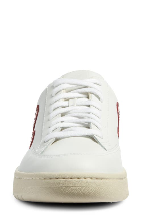 Veja Extra White Marsala And Navy Leather V - 12 Sneakers In Extra White/marsala/nautico