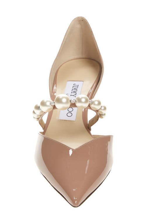 Shop Jimmy Choo Aurelie Imitation Pearl Strap Pointed Toe Pump In Ballet Pink/white