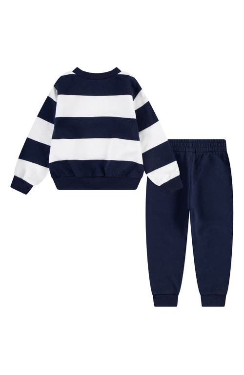 Shop Nike Kids' Sportswear Club Stripe Crewneck Sweatshirt & Joggers Set In Midnight Navy