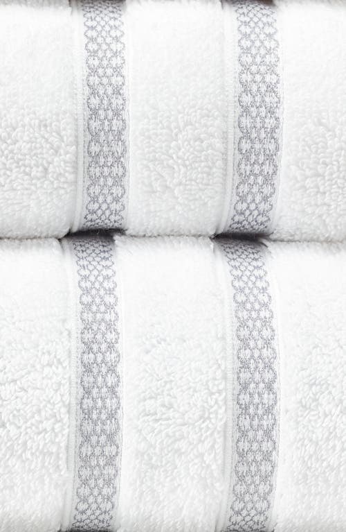 Vera Wang Trellis Bath Towel, Hand Towel & Fingertip Towel Set In White Arctic Grey