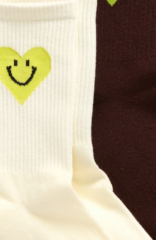 Shop Rainbow Unicorn Birthday Surprise Heart Smile 2-pack Assorted Crew Socks In White And Brown