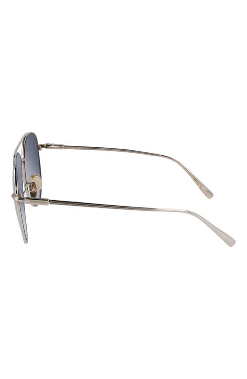 Ferragamo Gancini Evolution 61mm Aviator Sunglasses In Light Gold/blue Gradient