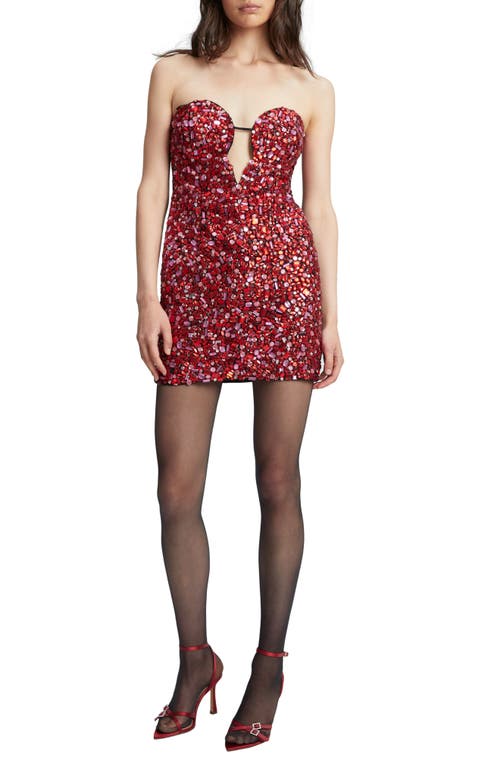 Bardot Eleni Beaded Strapless Minidress Pink Multi at Nordstrom,