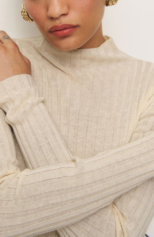 Shop Reformation Cori Rib Funnel Neck Sweater In Almond