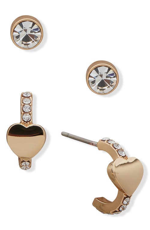 Shop Dkny Crystal Embellished 2-piece Earrings Set In Gold/crystal