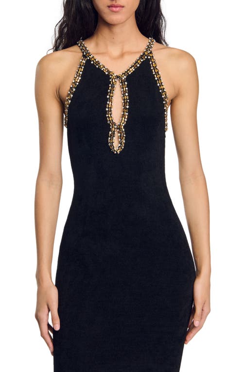 Shop Sandro Beaded Maxi Dress In Black