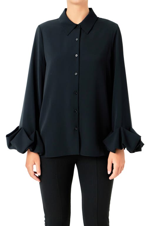 Shop Endless Rose Bubble Cuff Shirt In Black