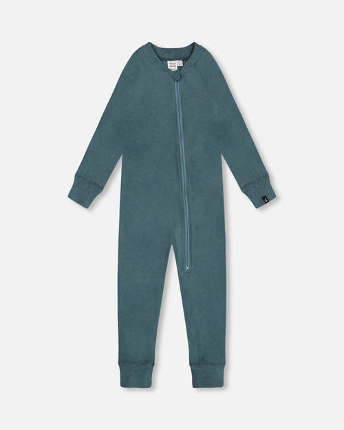 Shop Deux Par Deux Little Boy's One Piece Thermal Underwear Pine Green In Sea Pine