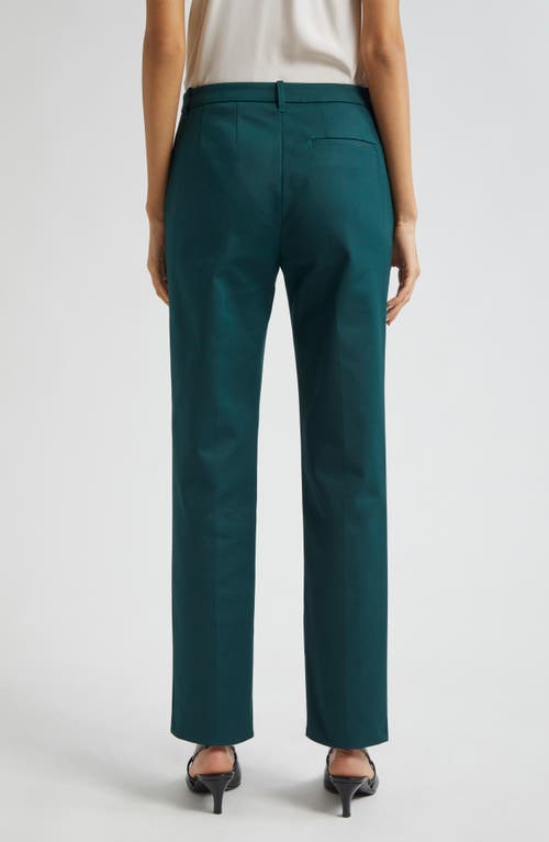 Shop Emporio Armani Couture Cotton Blend Straight Leg Pants In Solid Dark Green