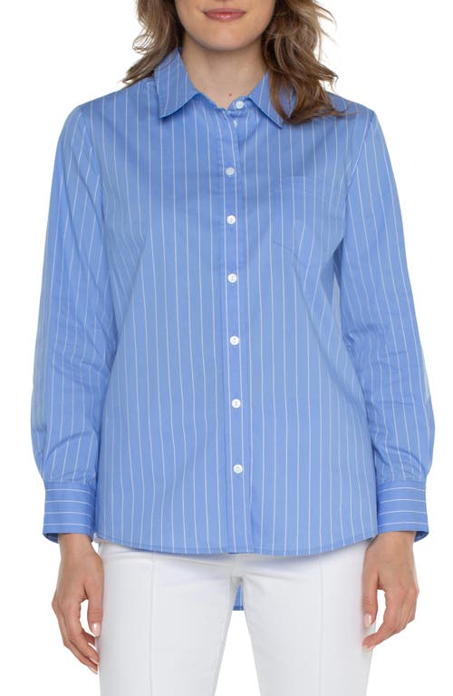 Liverpool Los Angeles Classic Fit Front Button Shirt Light Blue White Stripe at Nordstrom,