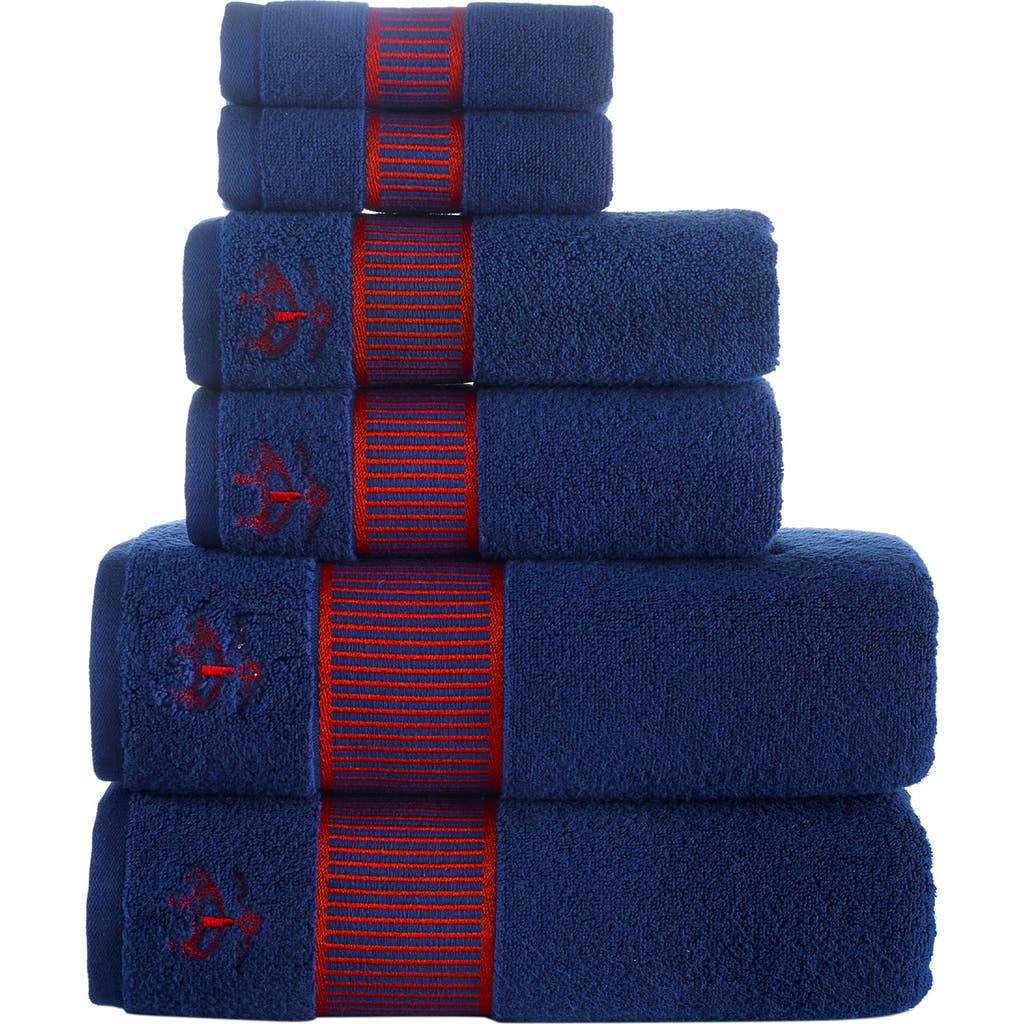 Brooks Brothers Fancy Border Turkish Cotton 6-piece Towel Set In Navy