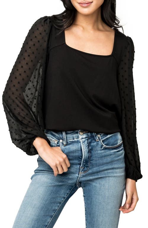 Swiss Dot Sleeve Knit Top in Black