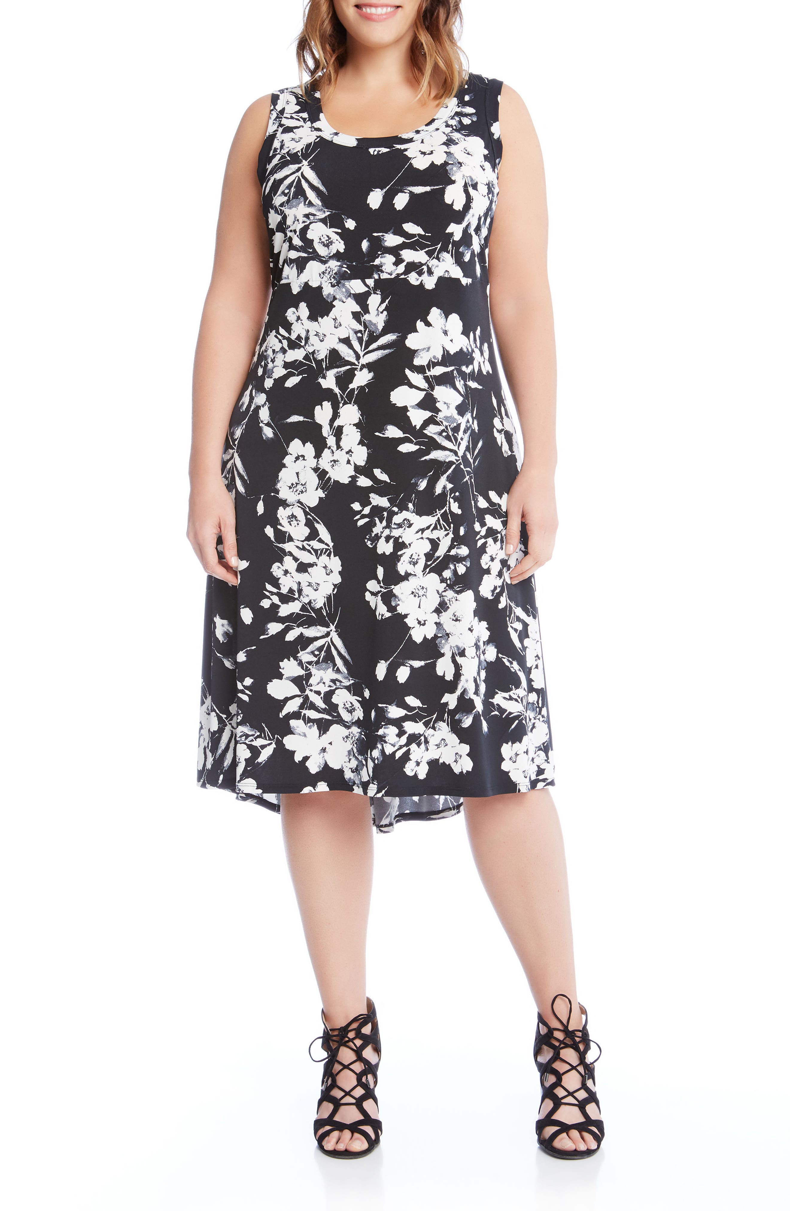 Karen Kane Floral High/Low ALine Dress (Plus Size) Nordstrom